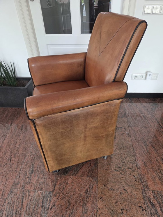 6x Art Deco Stoelen - Schapenleer Cognac – Jan Frantzen, Dining chairs, Leather (photo 8 of 11)