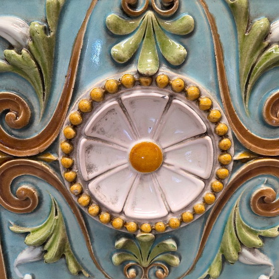 Image 1 of Grote Frans Art Nouveau keramieken tegel van Émile Müller