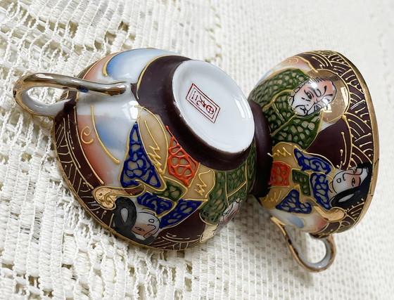 Image 1 of Vintage Satsuma - Hand-painted fine porcelain coffee set for 10 people