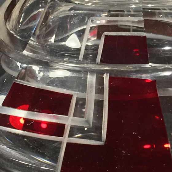 Caja Art Deco Bohemia Constructivista de Cristal Rojo de Karl Palda, 1930 – Objetos decorativos, Crystal (photo 2 of 11)