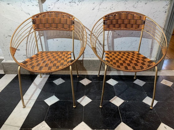 Vintage Italian Garden Patio Scoubidou Armchairs, 1950s, Set of 6 – Plastic, Iron, Italian Design (photo 16 of 18)