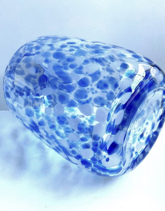 Image 1 of Elegante jarrón/portavelas Mirella Soliflore, de vidrio soplado grueso jaspeado, nuevo.