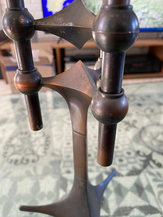 Image 1 of Base per Candelieri + 2 Candelieri Modulari NAGEL Marrone Rame 1970