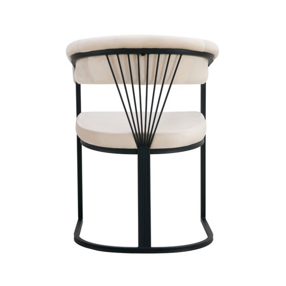 Image 1 of Set di 4 sedie Brittany con braccioli – Metallo nero e velluto beige – Comfort premium