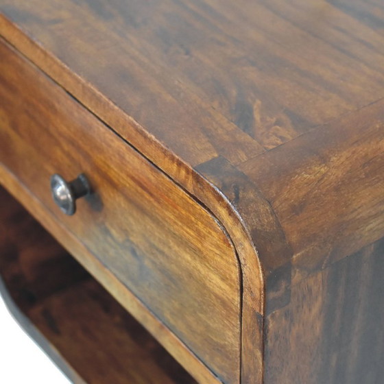 Image 1 of Mango wood floating classic bedside table with chestnut wood finish