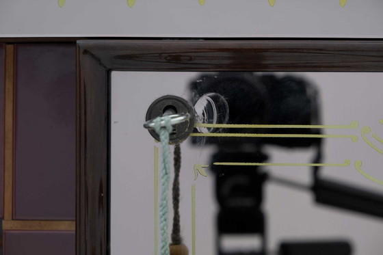 Image 1 of Meuble de bar italien moderne du milieu du siècle de Luigi Brusotti avec miroir décoré, années 40