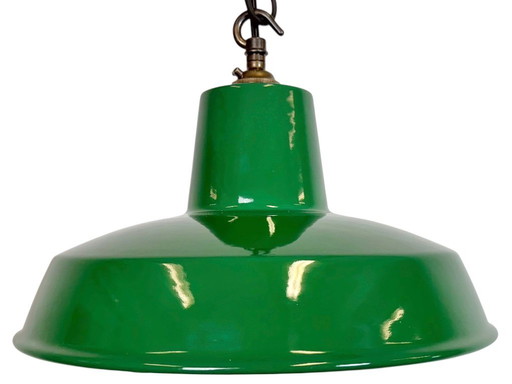 Industrial Green Enamel Factory Pendant Lamp , 1960s