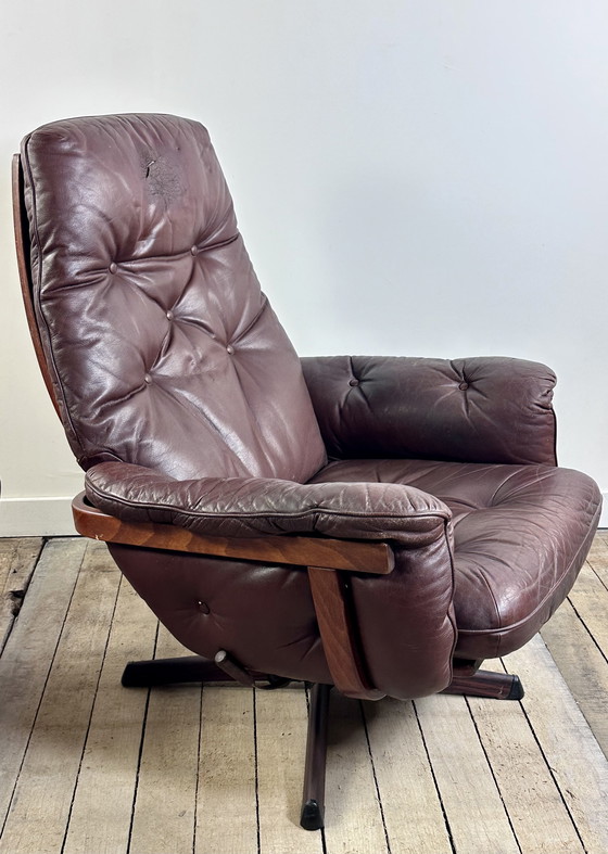 Image 1 of Leren fauteuil en voetenbank van GÖTE MÖBLER Zweden 1960