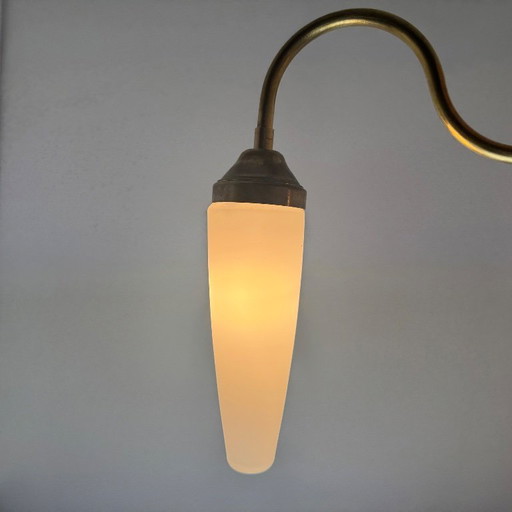 Antique Vintage Opaline Swan Neck Wall Sconce