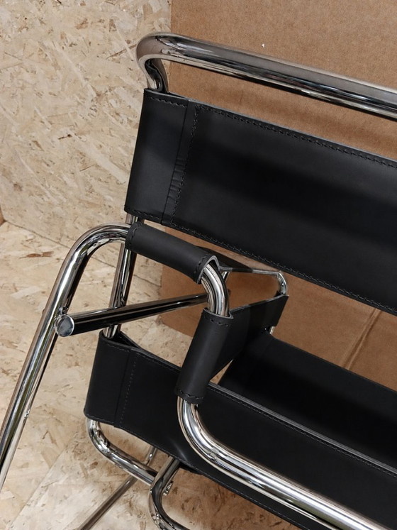 KNOLL Int. 2 Poltrone B3 WASSILY (NUOVE) acciaio inox e cuoio NERO, Pelle (foto 15 di 22)