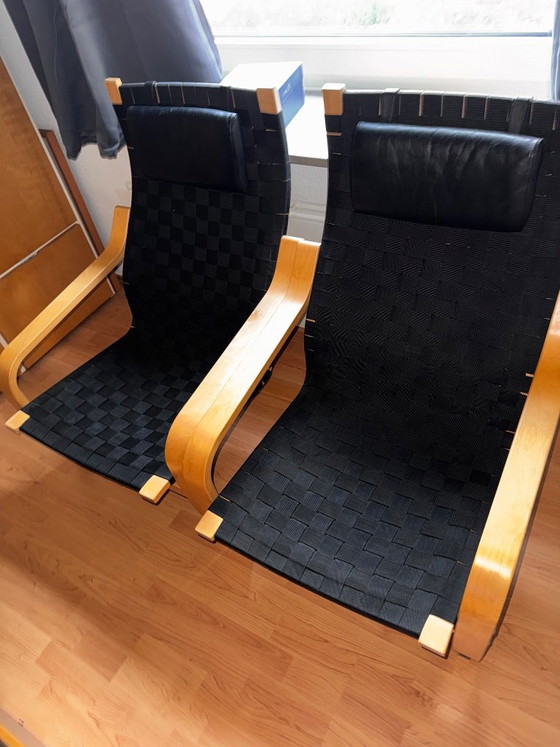 2x Vintage IKEA POÄNG Armchairs, Noboru Nakamura, 1990s, Textile, Black (photo 2 of 8)