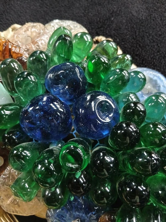 Image 1 of Murano-Wandleuchten – farbige Trauben, Glasrosette, bronzene Seeanemone