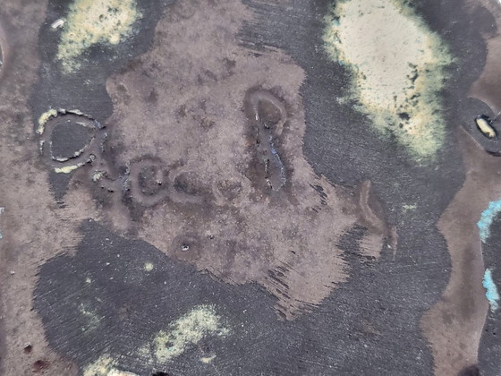 Image 1 of IMPORTANT VINTAGE FRENCH VASE 1960 ACCOLAY CERAMIC BLUE & BLACK 60S 1960S