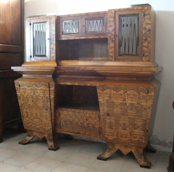 Image 1 of Crédence Art Déco en Bois d'Olivier, Ministre Bottai, Italie, 1933 Design