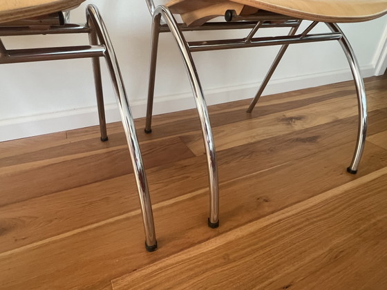 Image 1 of 3x Kimball Bingo houten stoelen met chroom buisframe