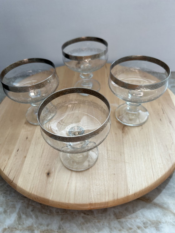 Image 1 of Copas de champán con borde de platino