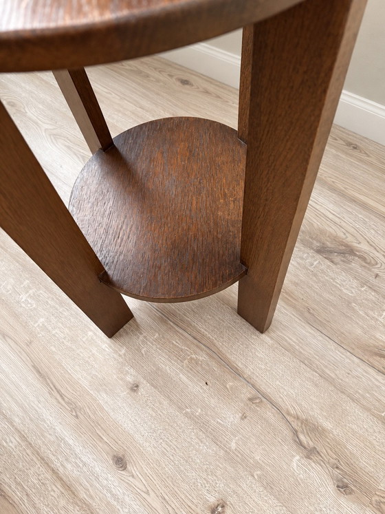 Tavolino Art Déco in rovere con ripiano inferiore rotondo – Tavolini, Legno (photo 4 of 5)