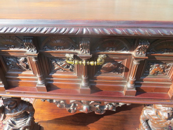 Unique Carved Vintage Cabinet with Carving and Beautiful Figures 1 Large Deep Drawer Very Good Condition (photo 3 of 11)