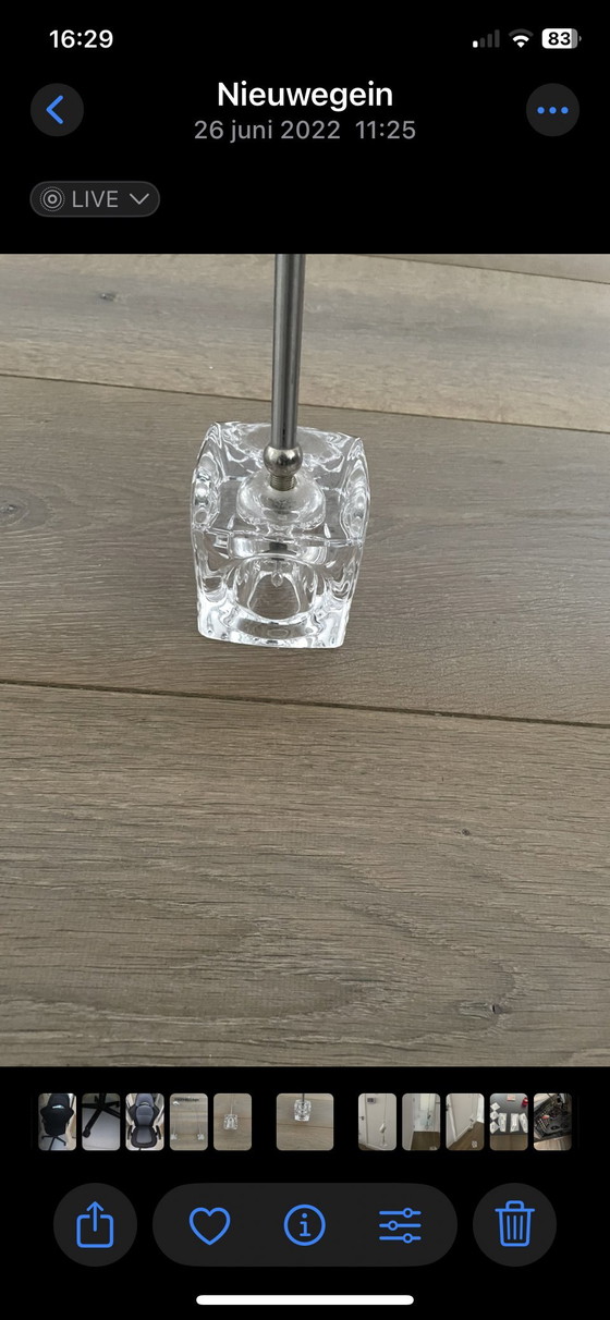 Image 1 of Silver Pendant Lamp 2x Cube Shape Crystal Glass