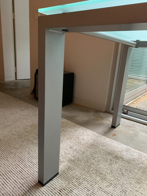 Image 1 of Aluminum table with glass top