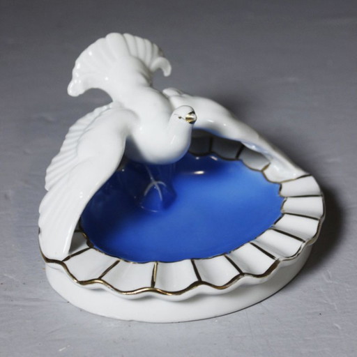 Gerold Tettau Bavaria - Porzellan-Aschenbecher mit Taube Art Deco 20. Jahrhundert