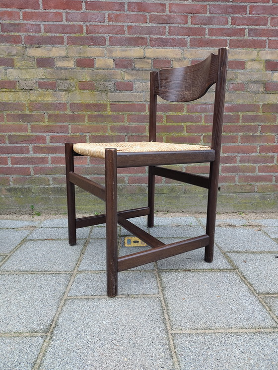 Image 1 of Retro vintage chairs with wicker 70s Pastoe