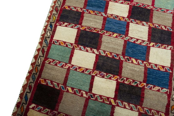 Image 1 of Hand-knotted Gabbeh Nomadic Carpet 280 X 104 Cm - Colored Mosaic Look