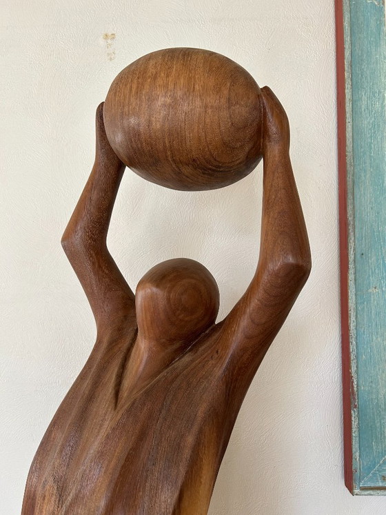 'Atlas' mit dem Globus, eigen werk, Dekorative Objekte, Holz, Beige, Modern (Foto 12 von 13)