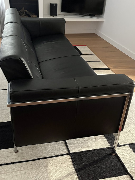 Harvink Forum 3-Sitzer-Sofa, schwarzes Leder