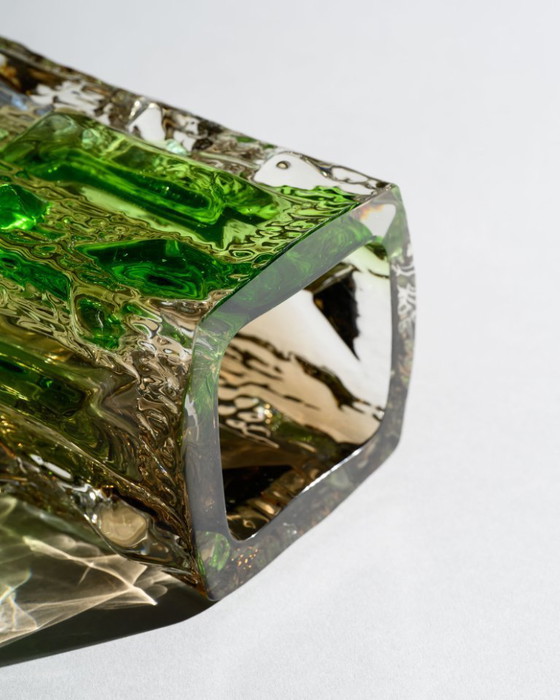 Image 1 of Czech Brutalist Glass Vase Attributed to Vladislav Urban or Rudolf Jurnikl SKLO