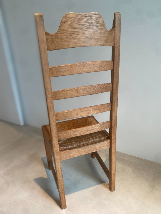 Image 1 of Set di 6 sedie con schienale a scaletta in rovere massiccio - stile francese ad angolo, vintage