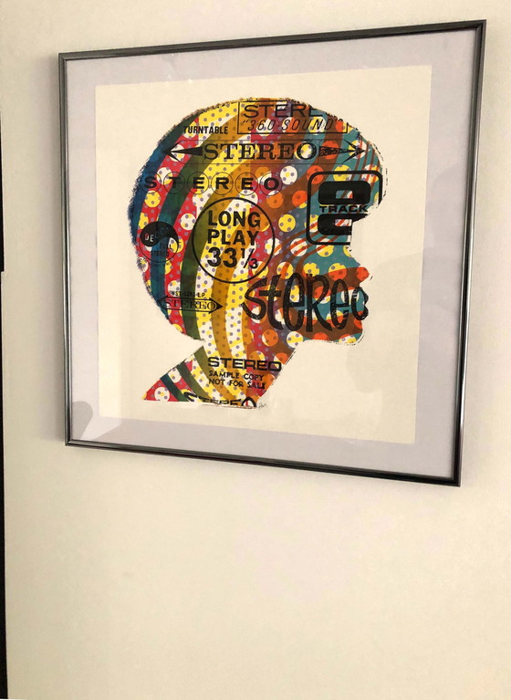 Image 1 of Berühmter Stereo-Siebdruck von Print Mafia - Hommage an die Vinyl-Schallplatte