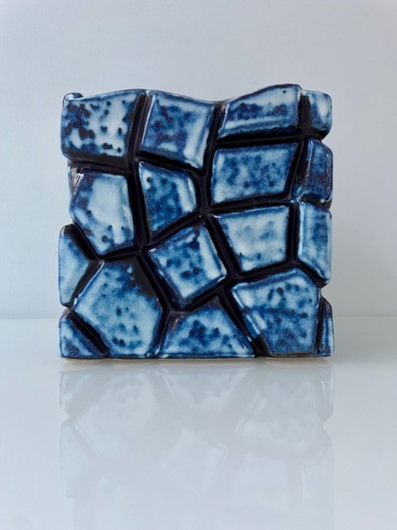 Image 1 of Square handmade flower pot with crackle design