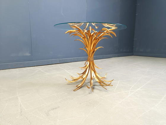 Image 1 of Vintage gilt metal sheaf of wheat coco chanel coffee table, 1960s