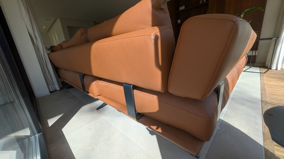 Image 1 of Canapé d'angle en cuir véritable, couleur cognac