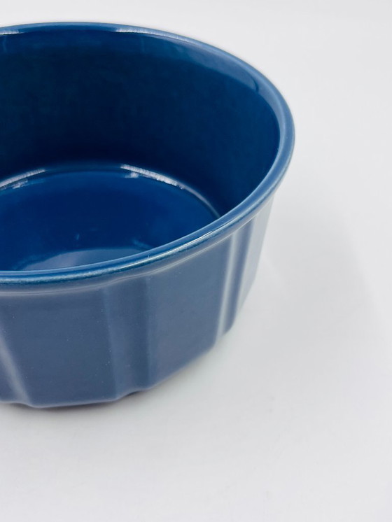 Image 1 of Vintage blue glazed ceramic gratin dish from the 1970s