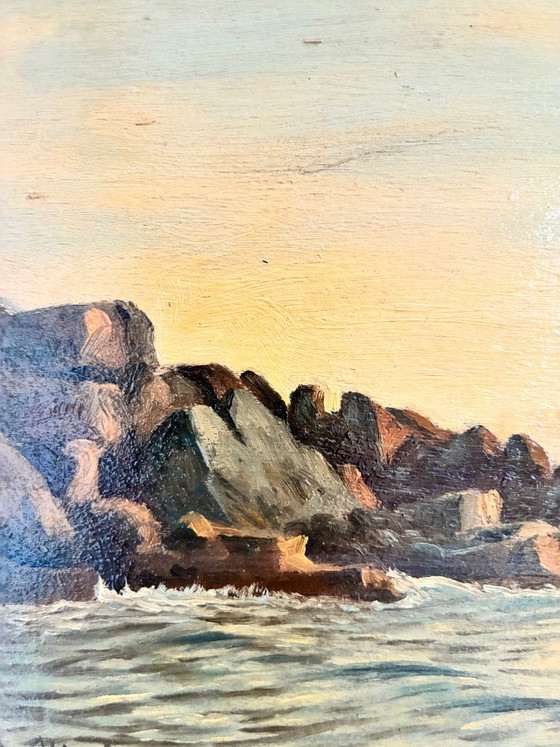 Antique Signed Sailing Ship Seascape Oil Painting – Paintings & Drawings, Wood (photo 5 of 26)