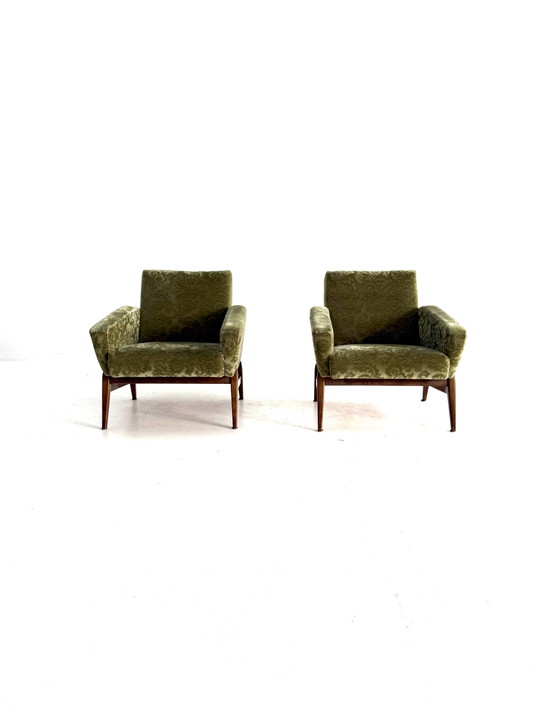Set of 2 Vintage Armchairs, 1960s – Wood, Textile (photo 13 of 13)