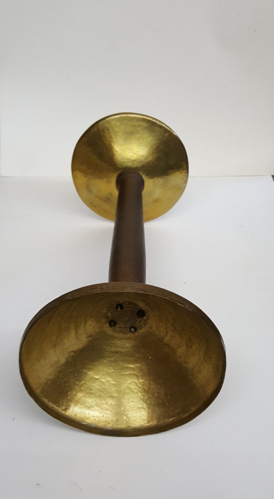 Image 1 of Brass candlestick, unique, wrought iron - hammered, 1940-44