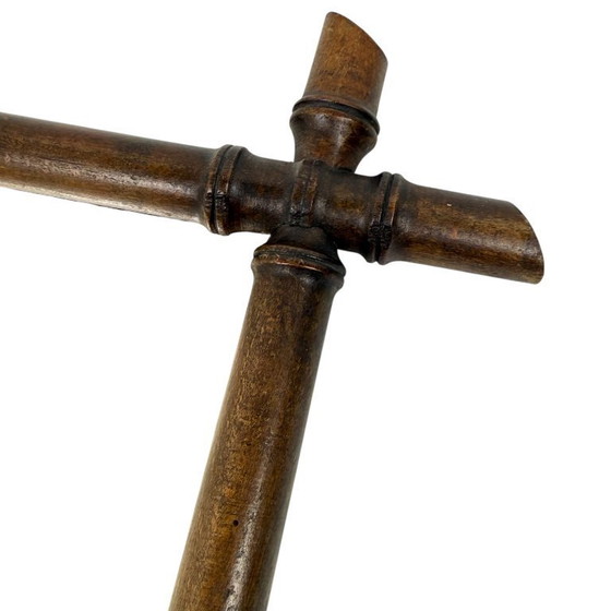 Image 1 of Vintage Spiegel in Faux Bamboe Stijl – Houten Decoratieve Wandspiegel