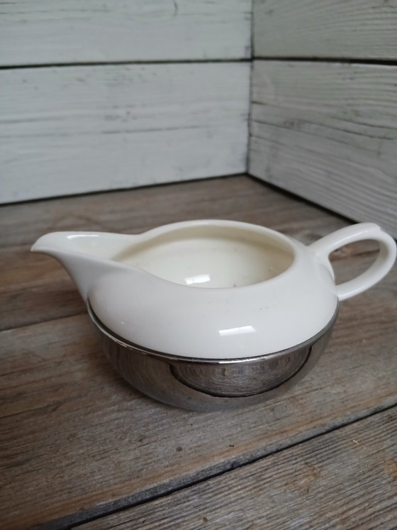 Benraad Teapot, Cream Jug and Sugar Bowl, 1950s. – Tableware, Ceramic, Metal (photo 3 of 16)