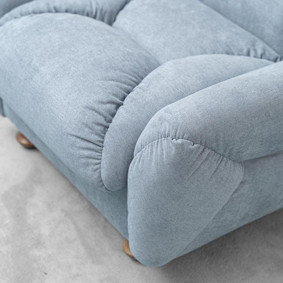 Coppia di poltrone vintage italiane in tessuto azzurro – Design anni '50 – Mid Century Modern (photo 7 of 11)