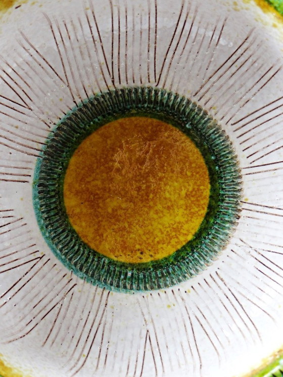 Image 1 of Mid-century vintage Italian ceramic salad bowl or bowl with scale pattern