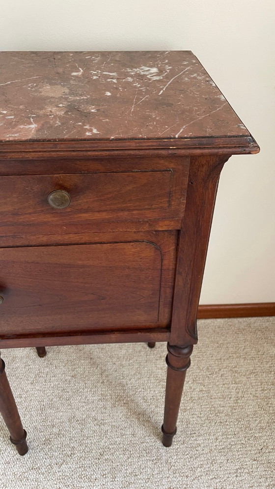 Image 1 of TABLE de Chevet Ancienne MARBRE et Bois