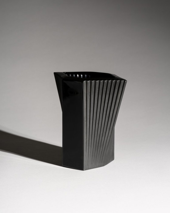 Image 1 of Black Porcelain Vase Duo Wolf Karnagel & Sami Wirkkala for Rosenthal, 80s–90s