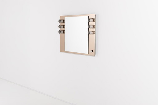 Miroir de coiffeuse italien moderne du milieu du siècle avec appliques murales de Veca, années 1960