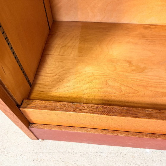 Vintage Oak Tambour Door Cabinet / Filing Cabinet - Mid-Century Modern - Germany 1960s – Wood (photo 9 of 15)