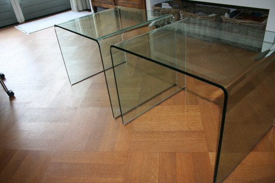 2 mesas auxiliares originales FIAM Italia D-LI – Cristal curvado – Fabricadas en Italia – Glass (photo 12 of 22)