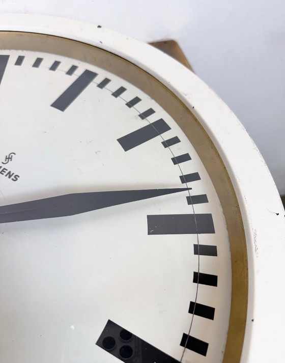 Image 1 of Large White Industrial Factory Wall Clock from Siemens, 1950s