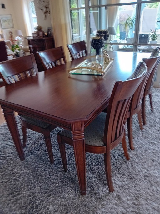 solid dining table with 6 chairs